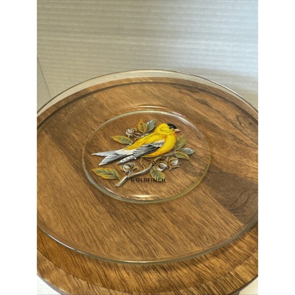 Birds painted On Clear Glass Plates Robin Goldfinch Blue Jay Tufted Titmouse - Picture 6 of 15